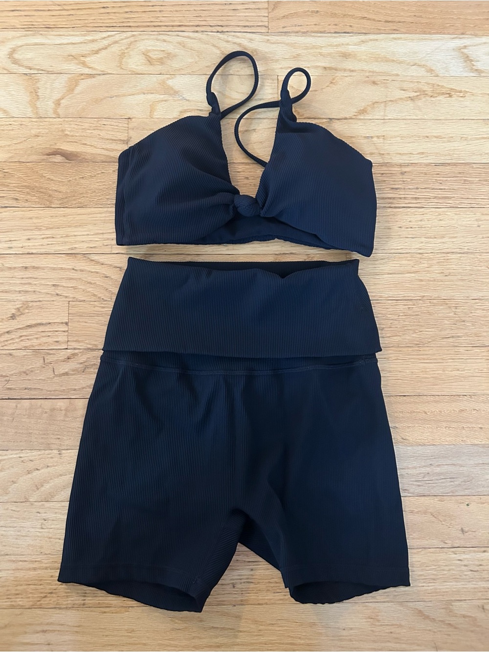 Women’s Black Ribbed Two-Piece Active Set